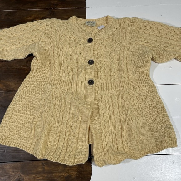 Kilronan Knitwear Cardigan Sweater Button Front 100% Merino Wool Irish Medium - Picture 2 of 7